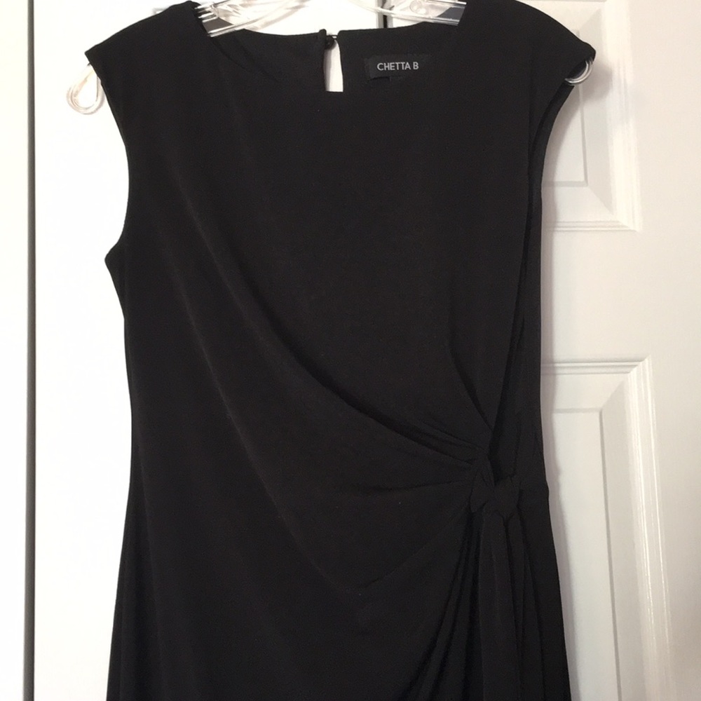 COPY - Chetta B black side gathered stretch career dress